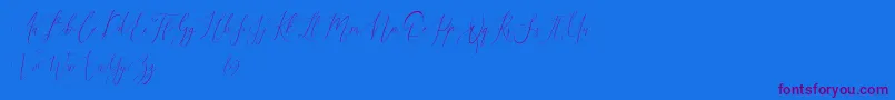 Audrey and Reynold Demo-Schriftart – Violette Schriften auf blauem Hintergrund