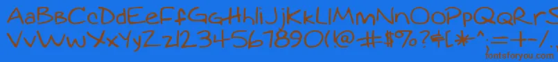 フォントaugie – 茶色の文字が青い背景にあります。