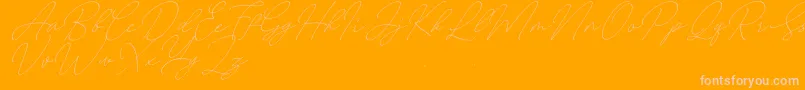 August free-Schriftart – Rosa Schriften auf orangefarbenem Hintergrund