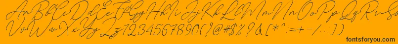 August Script Bold Free-fontti – mustat fontit oranssilla taustalla