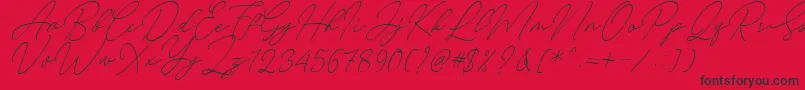 August Script Bold Free-fontti – mustat fontit punaisella taustalla