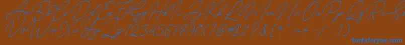 August Script Bold Free-fontti – siniset fontit ruskealla taustalla