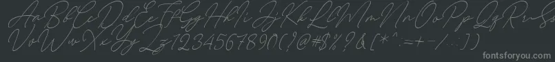 August Script Bold Free Font – Gray Fonts on Black Background