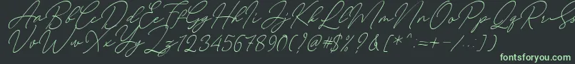 August Script Bold Free-fontti – vihreät fontit mustalla taustalla