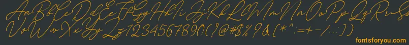 Fonte August Script Bold Free – fontes laranjas em um fundo preto