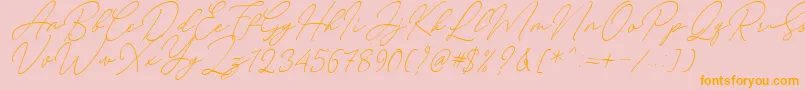 fuente August Script Bold Free – Fuentes Naranjas Sobre Fondo Rosa