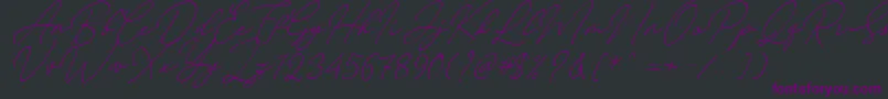 Czcionka August Script Bold Free – fioletowe czcionki na czarnym tle