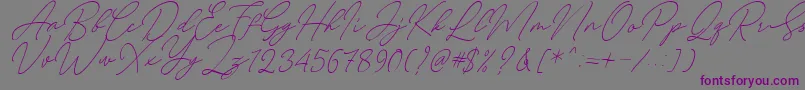 August Script Bold Free Font – Purple Fonts on Gray Background