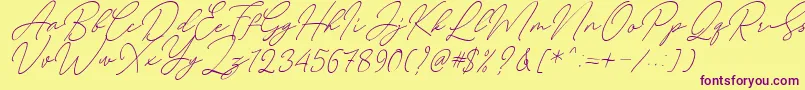 Fonte August Script Bold Free – fontes roxas em um fundo amarelo