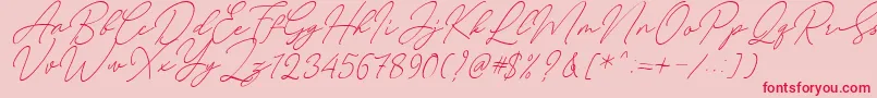 August Script Bold Free Font – Red Fonts on Pink Background