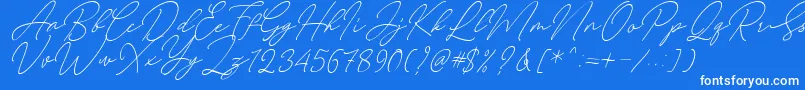 フォントAugust Script Bold Free – 青い背景に白い文字