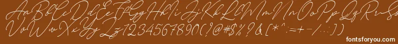 Шрифт August Script Bold Free – белые шрифты на коричневом фоне