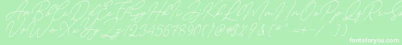 August Script Bold Free Font – White Fonts on Green Background