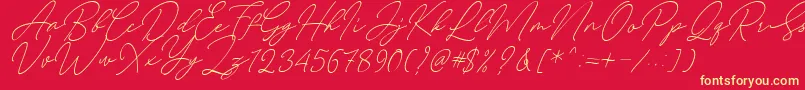 August Script Bold Free-fontti – keltaiset fontit punaisella taustalla