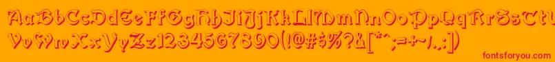 Augusta Shadow-Schriftart – Rote Schriften auf orangefarbenem Hintergrund