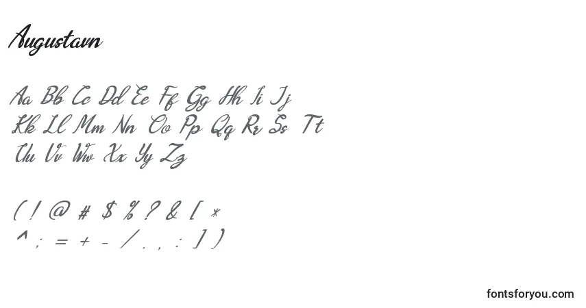 Czcionka Augustavn – alfabet, cyfry, specjalne znaki