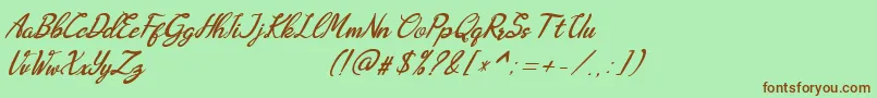 フォントAugustavn – 緑の背景に茶色のフォント