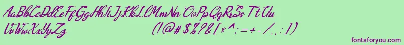Augustavn-Schriftart – Violette Schriften auf grünem Hintergrund