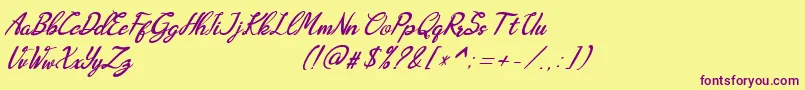 Augustavn-Schriftart – Violette Schriften auf gelbem Hintergrund