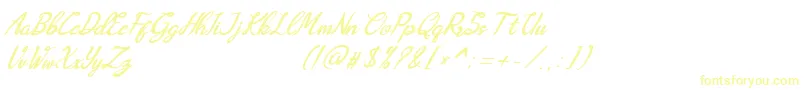フォントAugustavn – 白い背景に黄色の文字