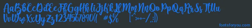 Augustha demo-Schriftart – Blaue Schriften auf schwarzem Hintergrund