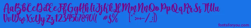 Augustha demo-Schriftart – Violette Schriften auf blauem Hintergrund
