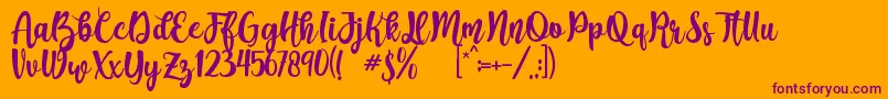 Augustha demo-Schriftart – Violette Schriften auf orangefarbenem Hintergrund