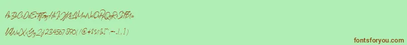フォントAugustinne – 緑の背景に茶色のフォント