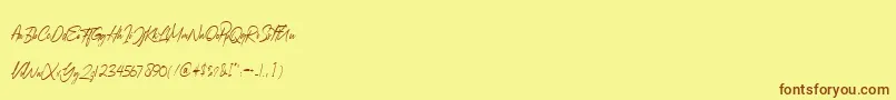 Augustinne-Schriftart – Braune Schriften auf gelbem Hintergrund