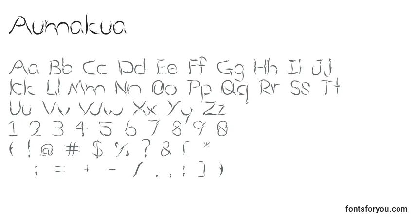 Schriftart Aumakua – Alphabet, Zahlen, spezielle Symbole