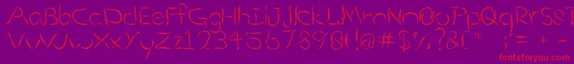 Aumakua-Schriftart – Rote Schriften auf violettem Hintergrund