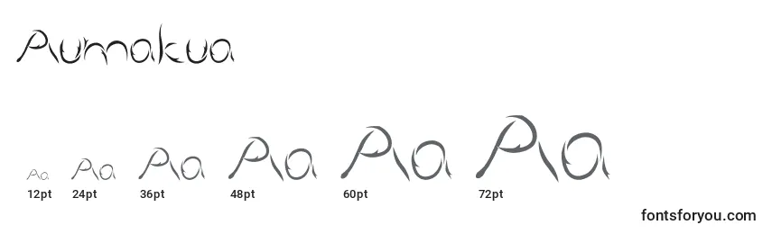 Größen der Schriftart Aumakua