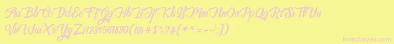 Auntekhno Free Personal-Schriftart – Rosa Schriften auf gelbem Hintergrund