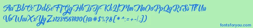Auntekhno Free Personal Font – Blue Fonts on Green Background