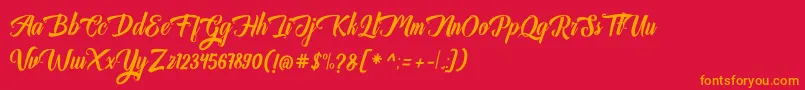 Auntekhno Free Personal Font – Orange Fonts on Red Background