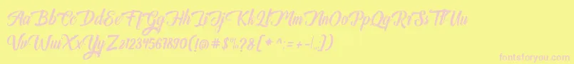 Auntekhno Free Personal-Schriftart – Rosa Schriften auf gelbem Hintergrund