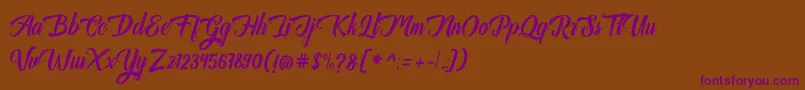 Auntekhno Free Personal Font – Purple Fonts on Brown Background