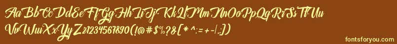 Шрифт Auntekhno Free Personal – жёлтые шрифты на коричневом фоне