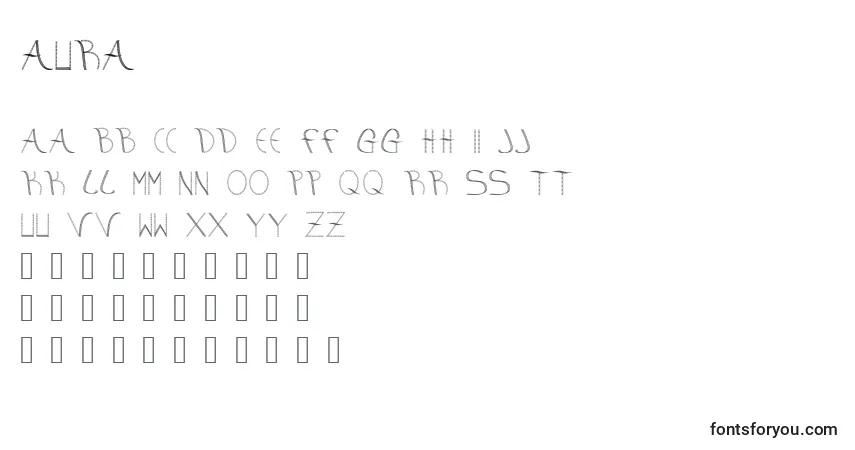 A fonte Aura – alfabeto, números, caracteres especiais