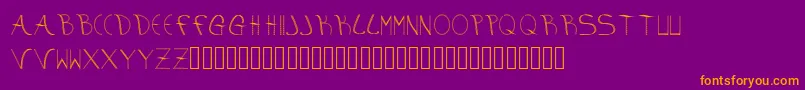 aura-Schriftart – Orangefarbene Schriften auf violettem Hintergrund