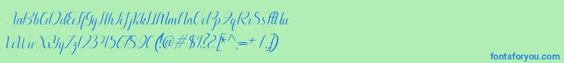 Aurelia italic-Schriftart – Blaue Schriften auf grünem Hintergrund