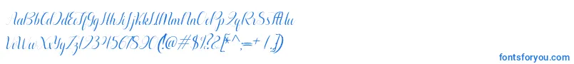 フォントAurelia italic – 白い背景に青い文字