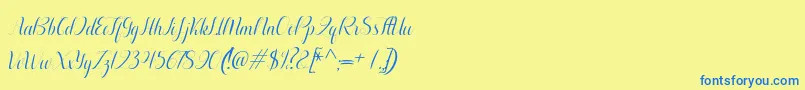 Aurelia italic-Schriftart – Blaue Schriften auf gelbem Hintergrund