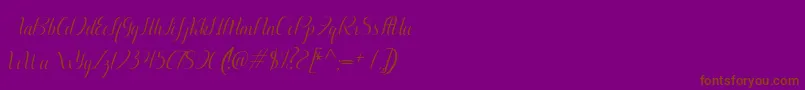 Fonte Aurelia italic – fontes marrons em um fundo roxo