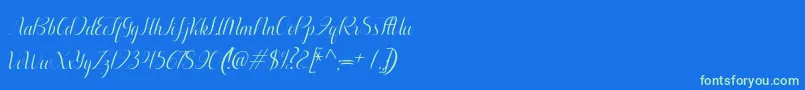 fuente Aurelia italic – Fuentes Verdes Sobre Fondo Azul