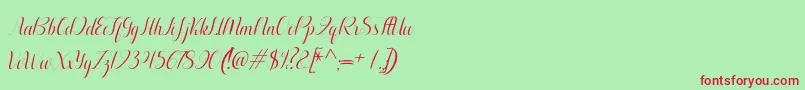 Fonte Aurelia italic – fontes vermelhas em um fundo verde