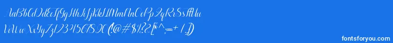 Aurelia italic-Schriftart – Weiße Schriften auf blauem Hintergrund