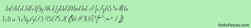 Fonte Aurelia italic – fontes pretas em um fundo verde