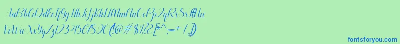 Aurelia italic-Schriftart – Blaue Schriften auf grünem Hintergrund