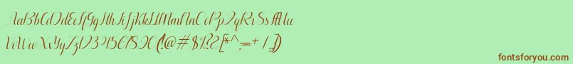 Aurelia italic-Schriftart – Braune Schriften auf grünem Hintergrund